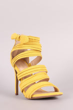 Load image into Gallery viewer, Liliana Bow Accent Strappy Ruched Stiletto Heel