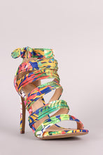 Load image into Gallery viewer, Liliana Bow Accent Strappy Ruched Stiletto Heel