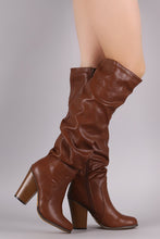 Load image into Gallery viewer, Slouchy Chunky Heeled Knee High Boots