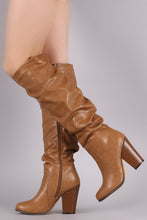 Load image into Gallery viewer, Slouchy Chunky Heeled Knee High Boots